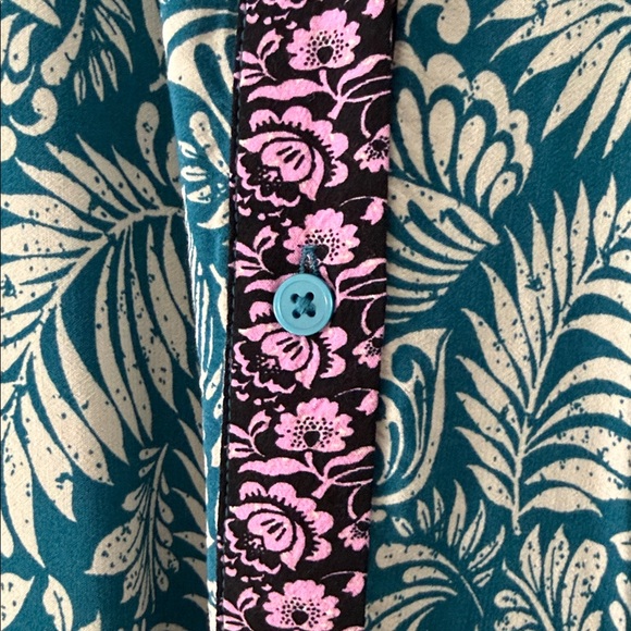 LOFT Teal and Cream Leaf Pattern Dress size 12. No belt - Picture 5 of 5